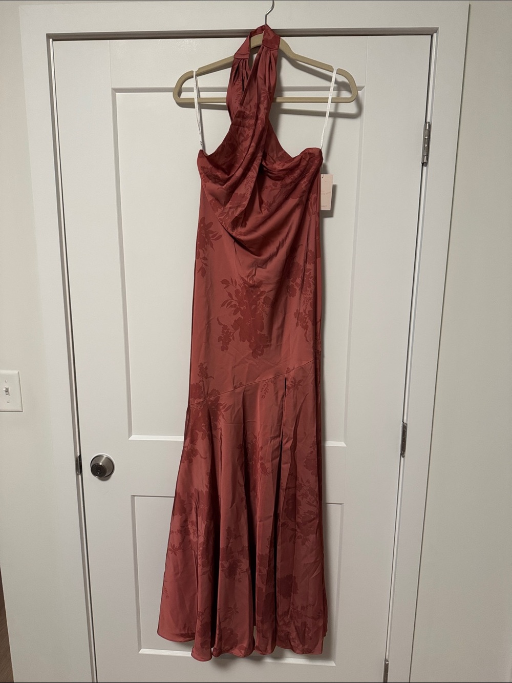 Birdy Grey Stephanie Matt Satin Gown in Wild Rose